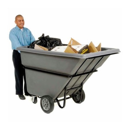 Quality Industries Extra Heavy Duty Plastic Tilt Truck 1 Cu. Yd. Cap 2100 Lbs. Cap Gray 242096